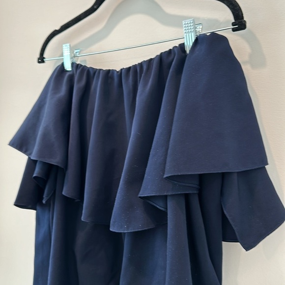 MLM Maison Off The Shoulder Blouse Top Navy Heritage Prep Preppy Resortwear Cute - Picture 4 of 10